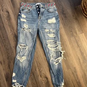 Beaded distressed mom jeans size 4